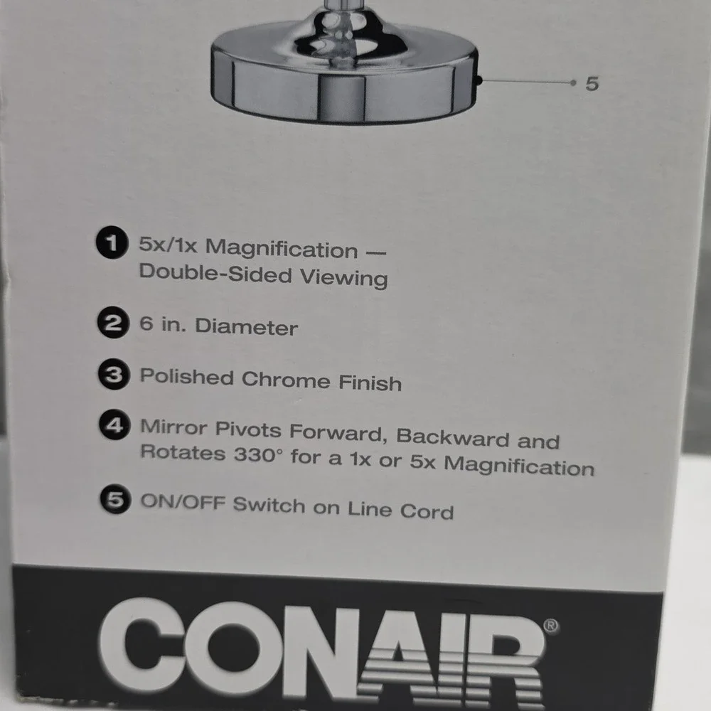 Conair Lighted Makeup Mirror with Magnification, Vanity Mirror, 1X/5X Magnifying